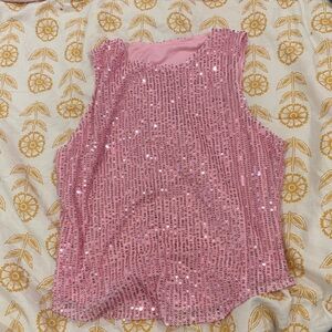 Pink Sequin Sleeveless Top